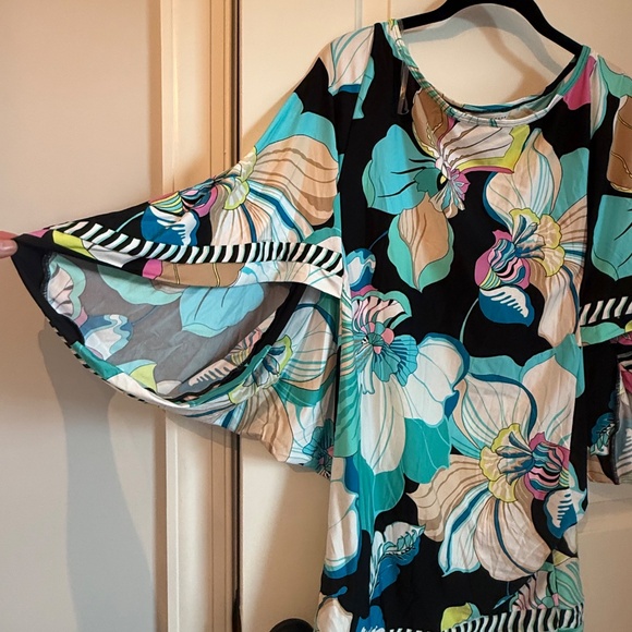 TRINA TURK SINTRA FLORA SWIMSUIT COVER-UP TUNIC MINI DRESS SMALL - Picture 4 of 13